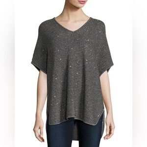 Neiman Marcus Cashmere Collection Sequin Shaker Tunic Wool Alpaca Sweater Medium